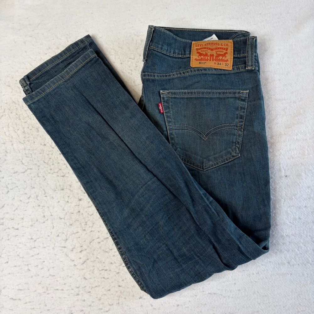 Levi's 511 Slim Fit Jeans Mens 34x32 Blue Denim Stretch